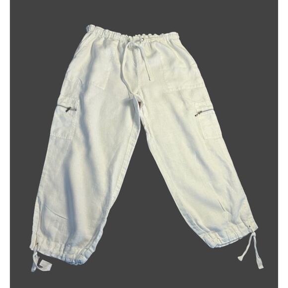 Debra DeRoo 4 Evelyn & Arthur Linen Wide Cargo Capris Pant Set/Bundle Of 2/ Med - Picture 2 of 7